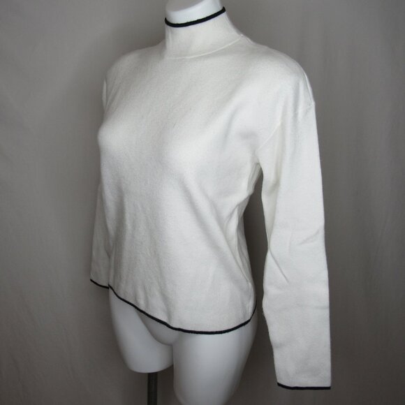 Anthropologie White LIZZIE Mock Neck Knit Sweater Women's XS XSmall - Picture 2 of 8